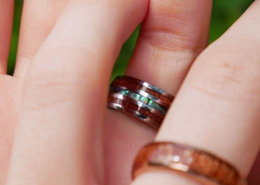 Ring with Wood and Shell