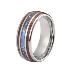 Tungsten ring with wood