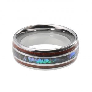 Tungsten ring with wood
