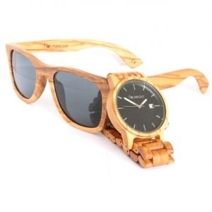 Holzuhr und Holzsonnenbrille Olive