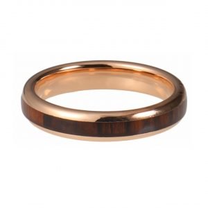 Tungsten Ring rose color with wood