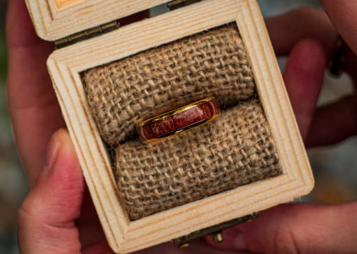 Ring from tungsten and wood