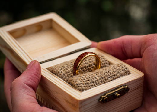 Wedding ring made of tungsten and wood