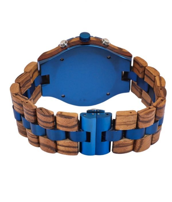 Wooden Watch Torstein Zebra Wood Blue