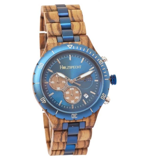 Wooden Watch Torstein Zebra Wood Blue