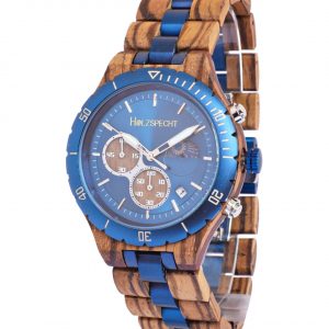 Wooden Watch Torstein Zebra Wood Blue
